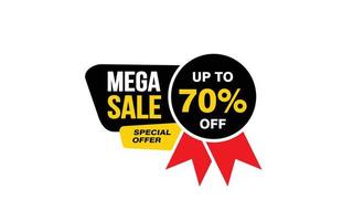 70-prozentiges Mega-Verkaufsangebot, Ausverkauf, Werbebanner-Layout mit Aufkleberstil. vektor