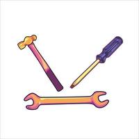 Hammer und Schraubendreher oder Werkzeuge für die Reparatur in Farbvektorgrafiken vektor