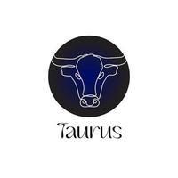 astro zodiaken tecken taurus i linje konst stil på mörk blå zodiak astrologi symbol vektor