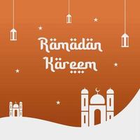 einfacher quadratischer ramadan kareem-gruß für social-media-post vektor