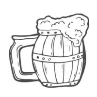 Gekritzelkrug Bier. Skizzenelemente für das Oktoberfest. handgezeichnete Vektorillustration. vektor