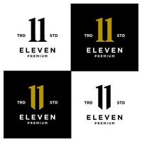 elf anfängliche Nummer 11 Icon Design Logo minimale Set-Sammlung vektor