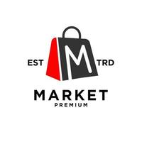 markt shop tasche initial m logo icon design vektor