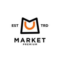 markt shop tasche initial m logo icon design vektor