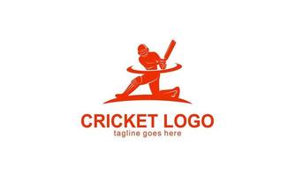 cricket sport spelare logotyp mall design vektor