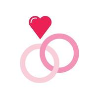 Isolieren Sie Valentinstag rosa Trauringe flaches Symbol niedliches Element vektor