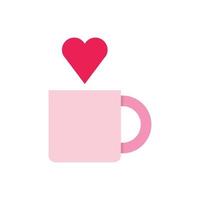 isolieren valentinstag rosa kaffeetasse flaches symbol niedliches einzelteil vektor