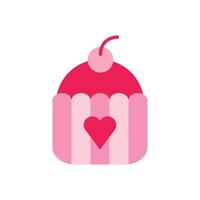Vektor Valentinstag rosa Cupcake flachbild Symbol zu isolieren