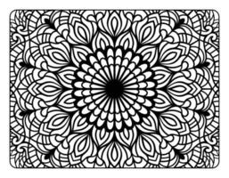 Mandala-Blumen-Malseite für Malbuch für Erwachsene, Schwarz-Weiß-Mandala-Malseite, handgezeichnete, umrissene Doodle-Strichzeichnungen für Malseiten-Interieur für Erwachsene vektor