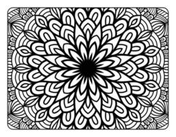 Mandala-Blumen-Malseite für Malbuch für Erwachsene, Schwarz-Weiß-Mandala-Malseite, handgezeichnete, umrissene Doodle-Strichzeichnungen für Malseiten-Interieur für Erwachsene vektor