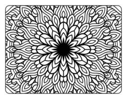 Mandala-Blumen-Malseite für Malbuch für Erwachsene, Schwarz-Weiß-Mandala-Malseite, handgezeichnete, umrissene Doodle-Strichzeichnungen für Malseiten-Interieur für Erwachsene vektor