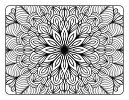 Mandala-Blumen-Malseite für Malbuch für Erwachsene, Schwarz-Weiß-Mandala-Malseite, handgezeichnete, umrissene Doodle-Strichzeichnungen für Malseiten-Interieur für Erwachsene vektor