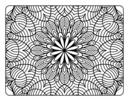 Mandala-Blumen-Malseite für Malbuch für Erwachsene, Schwarz-Weiß-Mandala-Malseite, handgezeichnete, umrissene Doodle-Strichzeichnungen für Malseiten-Interieur für Erwachsene vektor