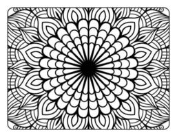 Mandala-Blumen-Malseite für Malbuch für Erwachsene, Schwarz-Weiß-Mandala-Malseite, handgezeichnete, umrissene Doodle-Strichzeichnungen für Malseiten-Interieur für Erwachsene vektor