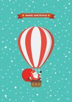 Weihnachtsmann auf einem Heißluftballon vektor
