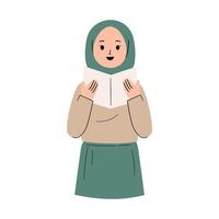 muslim kvinna läsning bok vektor