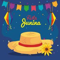 festa junina med hattrotting och dekoration, Brasilien juni festival vektor