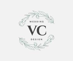 vc initialen brief hochzeitsmonogramm logos sammlung, handgezeichnete moderne minimalistische und florale vorlagen für einladungskarten, save the date, elegante identität für restaurant, boutique, café im vektor