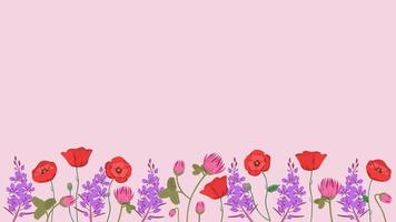 Banner mit verschiedenen Wildblumen. vektor