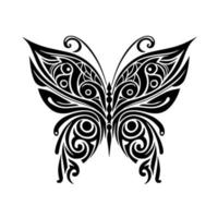 dekorativ fjäril. dekorativ illustration för logotyp, emblem, broderi, trä brinnande, hantverk. vektor
