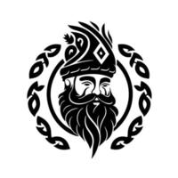 Porträt eines märchenhaften süßen Gnoms. einfache vektorillustration für logo, emblem, zeichen, maskottchen, symbol, stickerei. vektor