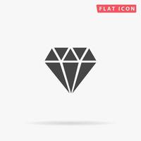 diamant. enkel platt svart symbol med skugga på vit bakgrund. vektor illustration piktogram