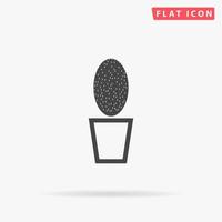 Kaktustopf. einfaches flaches schwarzes Symbol mit Schatten auf weißem Hintergrund. Vektor-Illustration-Piktogramm vektor