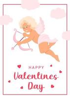 valentines dag bakgrund med cupid och text. redigerbar vektor illustration för hemsida, inbjudan, vykort och klistermärke. lydelse inkludera vara min alla hjärtans dag.