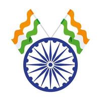 blå Ashoka hjul indisk symbol, Ashoka chakra med flaggor Indien vektor