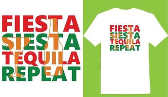 fiesta siesta tequila upprepa cinco de t-shirt design vektor