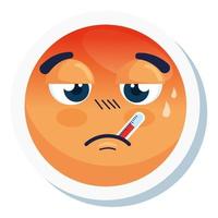 Emoji mit Fieber, Gesicht rot mit Fieberkrankheit, auf weißem Hintergrund vektor