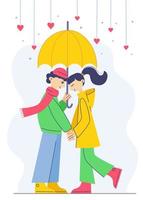 par i kärlek tecken. kärleksfull människor, Lycklig kvinna man med paraply vektor