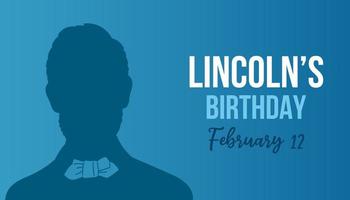 Lincolns födelsedag. februari 12. Semester begrepp. mall för bakgrund, baner, kort, affisch med text inskrift. vektor