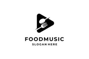 schwarz-weißes Food-Musik-Logo vektor