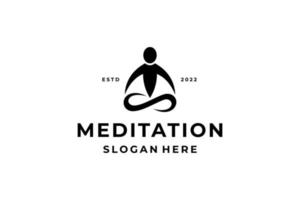 schwarz-weißes Meditations-Menschen-Logo vektor