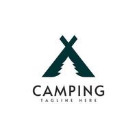 camping logotyp vektor design illustration mall