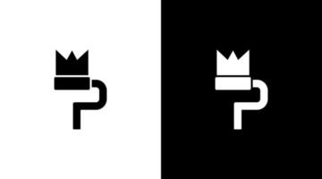 måla kung med krona vektor logotyp monogram svart och vit ikon illustration stil mönster mallar