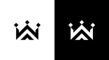 kung krona vektor logotyp w monogram svart och vit ikon illustration mönster mallar