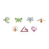 sju kreativa natur wellness ikoner vektor