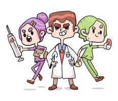 hälsoarbetare sjuksköterska och läkare coronavirus söt illustration vektor