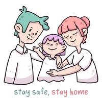 Bleiben Sie zu Hause, bleiben Sie sicher. Covid-19-Coronavirus-Typografie vektor