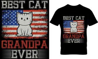 bäst katt morfar någonsin. katt t-shirt design, katter t-shirt design. vektor