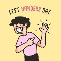 Linkshänder Tag Menschen niedlichen linken Hand Zeichnung Cartoon Design vektor