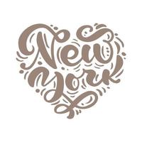 new york city kalligrafi text i form av hjärta. ny logotyp isolerad. nyc-etikett eller logotyp. vintage märke i skandinavisk stil. perfekt för t-shirts eller affisch vektor