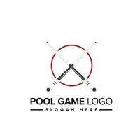 Logo Design. poolspiele und turniere mit spielern, vektordesign und illustration vektor