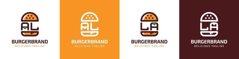 buchstabe al und la burger logo, geeignet für jedes geschäft im zusammenhang mit burger mit al oder la initialen. vektor