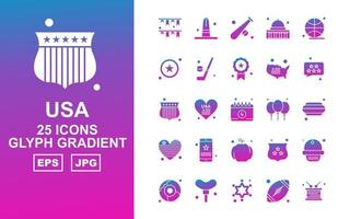 25 Premium USA Glyph Gradient Icon Pack vektor