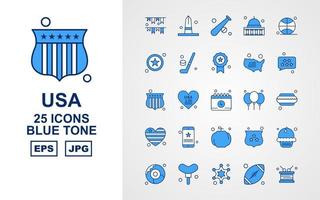 25 Premium USA Blue Tone Icon Pack vektor