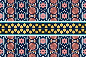 buntes geometrisches ethnisches nahtloses musterdesign für tapete, hintergrund, stoff, vorhang, teppich, kleidung und verpackung. vektor