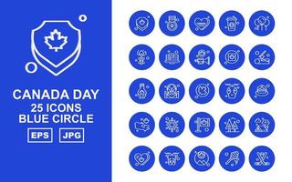 25 Premium Kanada Tag Blue Circle Icon Pack vektor